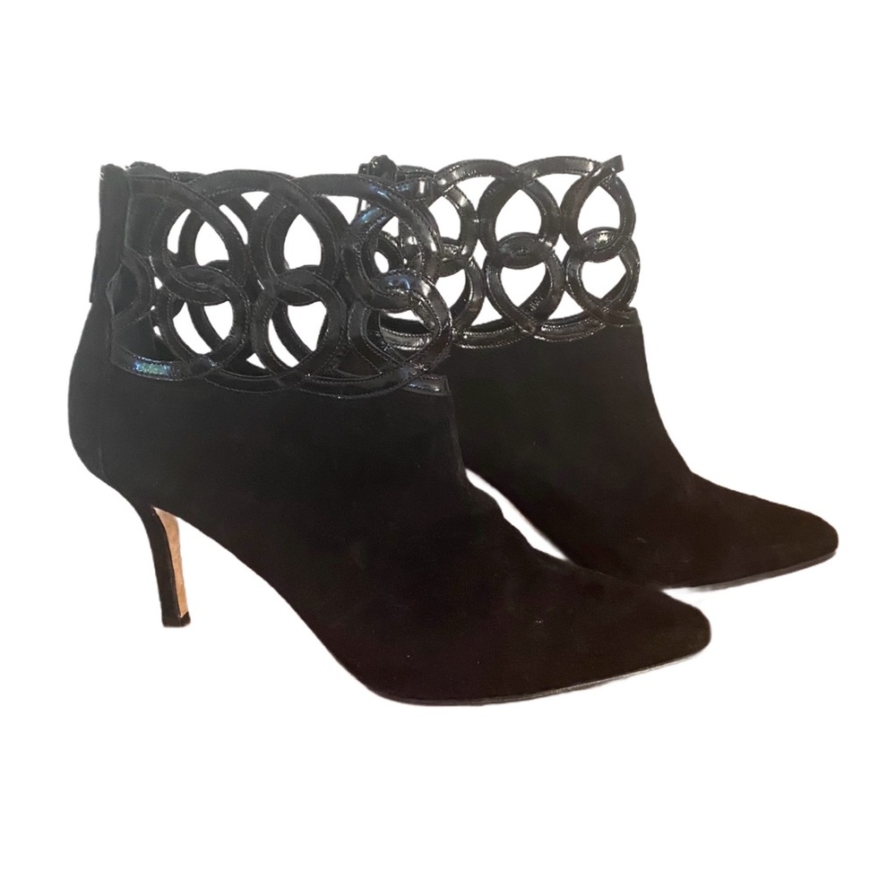 Oscar de la Renta Black suede laser cut Ankle Boots 38